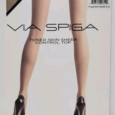 Via Spiga Toned Skin Sheer Control Top Pantyhose Size A Nude New